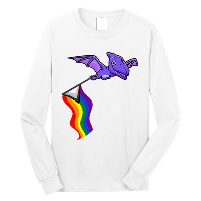 Pride Flag Pterosaur Pterodactyl Rainbow Dinosaur Long Sleeve Shirt