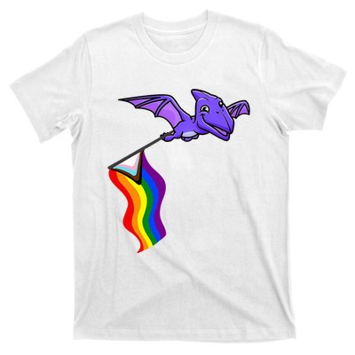 Pride Flag Pterosaur Pterodactyl Rainbow Dinosaur T-Shirt