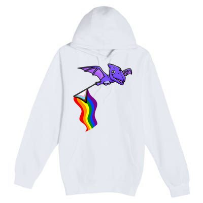 Pride Flag Pterosaur Pterodactyl Rainbow Dinosaur Premium Pullover Hoodie