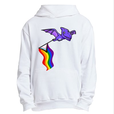 Pride Flag Pterosaur Pterodactyl Rainbow Dinosaur Urban Pullover Hoodie