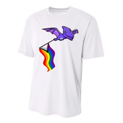 Pride Flag Pterosaur Pterodactyl Rainbow Dinosaur Performance Sprint T-Shirt