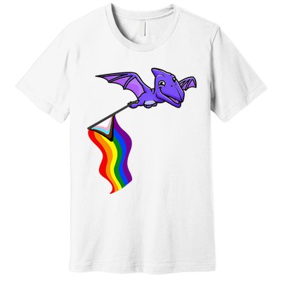 Pride Flag Pterosaur Pterodactyl Rainbow Dinosaur Premium T-Shirt