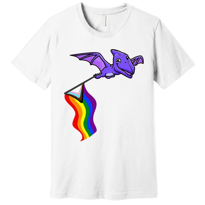 Pride Flag Pterosaur Pterodactyl Rainbow Dinosaur Premium T-Shirt