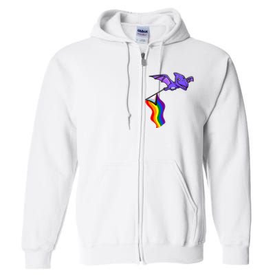 Pride Flag Pterosaur Pterodactyl Rainbow Dinosaur Full Zip Hoodie