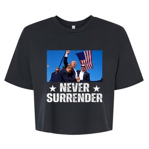 Pray For President Trump Never Surrender God Bless Trump Bella+Canvas Jersey Crop Tee