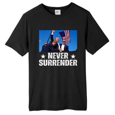 Pray For President Trump Never Surrender God Bless Trump Tall Fusion ChromaSoft Performance T-Shirt