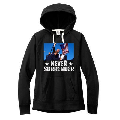 Pray For President Trump Never Surrender God Bless Trump Women's Fleece Hoodie