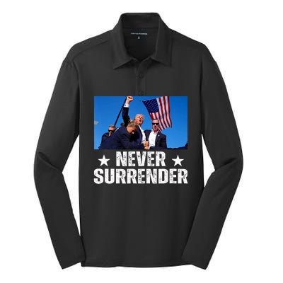 Pray For President Trump Never Surrender God Bless Trump Silk Touch Performance Long Sleeve Polo