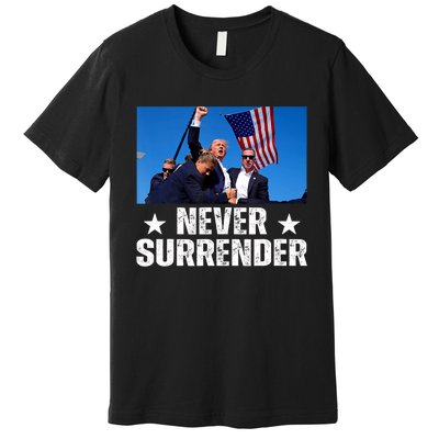 Pray For President Trump Never Surrender God Bless Trump Premium T-Shirt