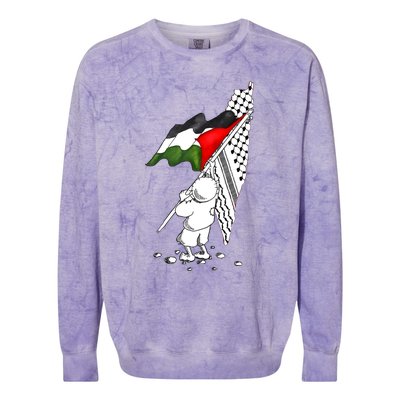 Palestine Free Palestine In Arabic Free Gaza Palestine Colorblast Crewneck Sweatshirt