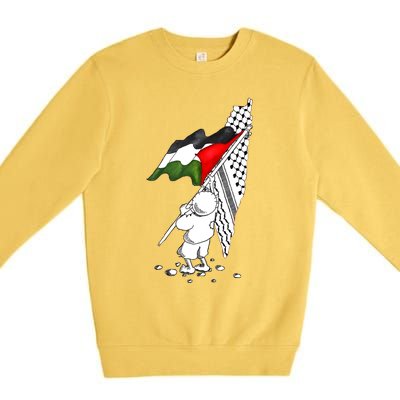 Palestine Free Palestine In Arabic Free Gaza Palestine Premium Crewneck Sweatshirt