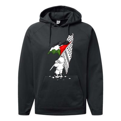 Palestine Free Palestine In Arabic Free Gaza Palestine Performance Fleece Hoodie