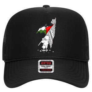 Palestine Free Palestine In Arabic Free Gaza Palestine High Crown Mesh Back Trucker Hat