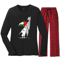 Palestine Free Palestine In Arabic Free Gaza Palestine Women's Long Sleeve Flannel Pajama Set 