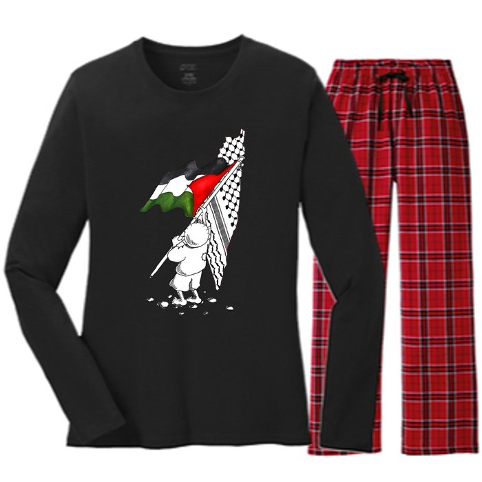 Palestine Free Palestine In Arabic Free Gaza Palestine Women's Long Sleeve Flannel Pajama Set 