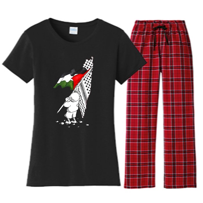 Palestine Free Palestine In Arabic Free Gaza Palestine Women's Flannel Pajama Set