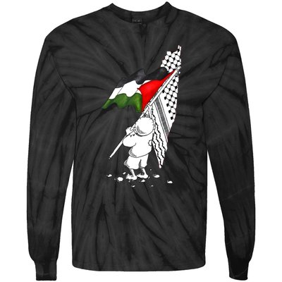 Palestine Free Palestine In Arabic Free Gaza Palestine Tie-Dye Long Sleeve Shirt