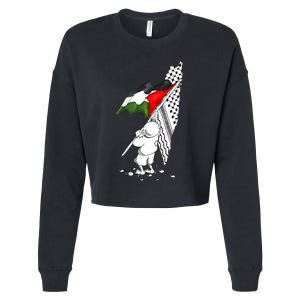 Palestine Free Palestine In Arabic Free Gaza Palestine Cropped Pullover Crew