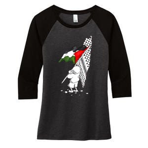 Palestine Free Palestine In Arabic Free Gaza Palestine Women's Tri-Blend 3/4-Sleeve Raglan Shirt