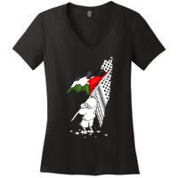 Palestine Free Palestine In Arabic Free Gaza Palestine Women's V-Neck T-Shirt