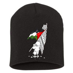 Palestine Free Palestine In Arabic Free Gaza Palestine Short Acrylic Beanie