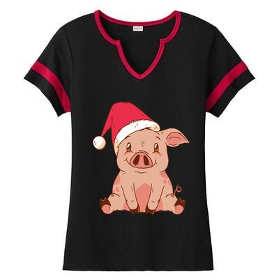 Pig Farmer Piggy Christmas Xmas Funny Gift Ladies Halftime Notch Neck Tee