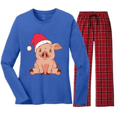 Pig Farmer Piggy Christmas Xmas Funny Gift Women's Long Sleeve Flannel Pajama Set 