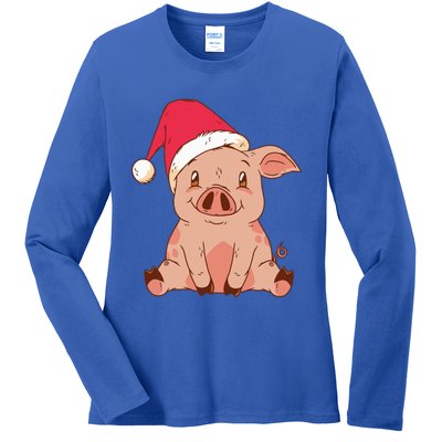 Pig Farmer Piggy Christmas Xmas Funny Gift Ladies Long Sleeve Shirt