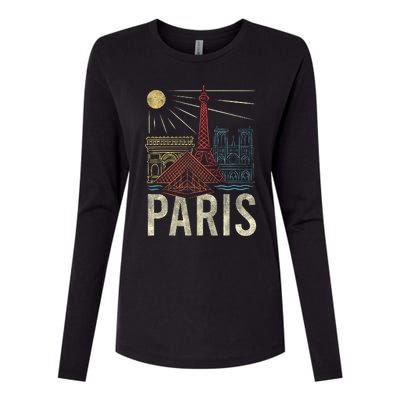 Paris France Paris Vacation Eiffel Tower Paris Souvenir Womens Cotton Relaxed Long Sleeve T-Shirt