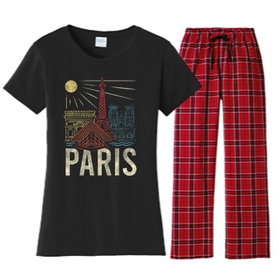 Paris France Paris Vacation Eiffel Tower Paris Souvenir Women's Flannel Pajama Set