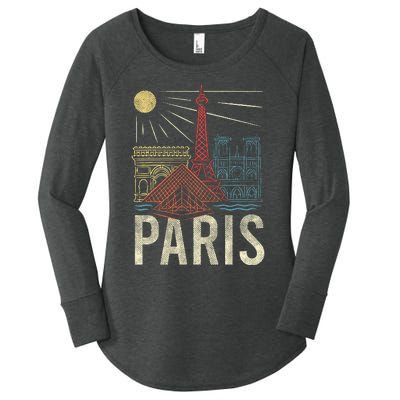 Paris France Paris Vacation Eiffel Tower Paris Souvenir Women's Perfect Tri Tunic Long Sleeve Shirt