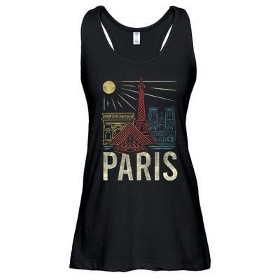 Paris France Paris Vacation Eiffel Tower Paris Souvenir Ladies Essential Flowy Tank