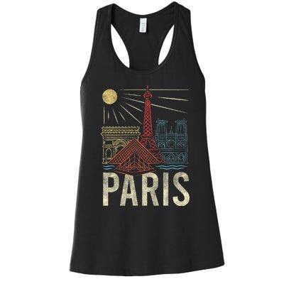 Paris France Paris Vacation Eiffel Tower Paris Souvenir Women's Racerback Tank