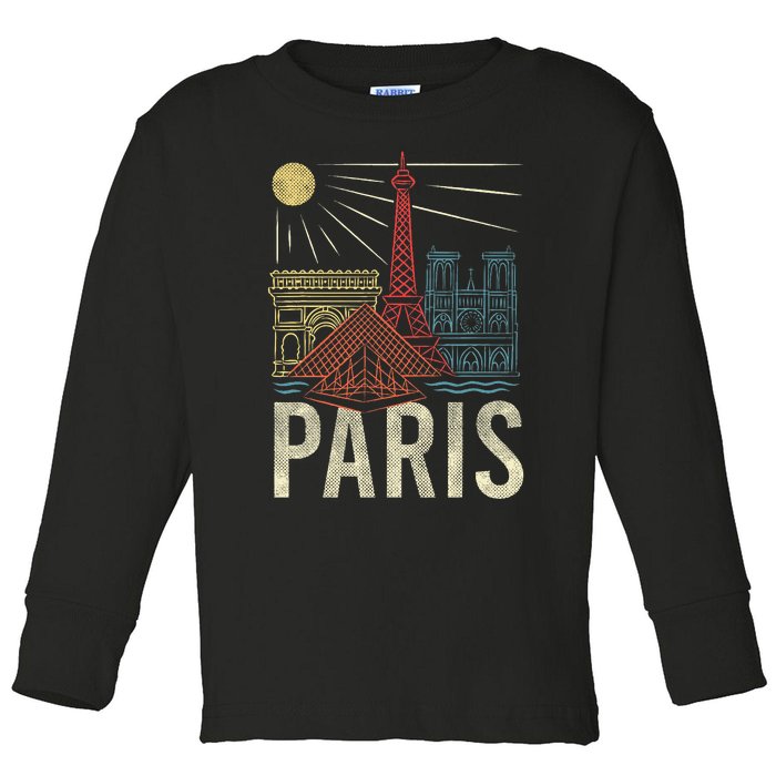 Paris France Paris Vacation Eiffel Tower Paris Souvenir Toddler Long Sleeve Shirt