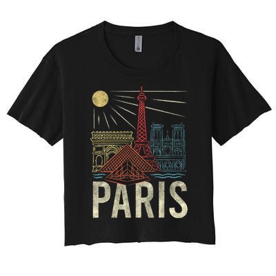 Paris France Paris Vacation Eiffel Tower Paris Souvenir Women's Crop Top Tee