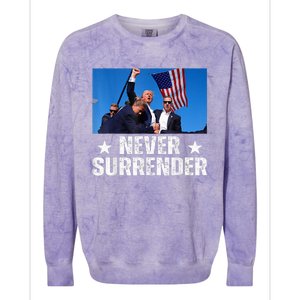 Pray For President Trump Never Surrender God Bless Trump Colorblast Crewneck Sweatshirt