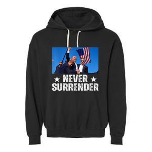 Pray For President Trump Never Surrender God Bless Trump Garment-Dyed Fleece Hoodie