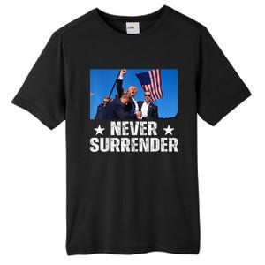 Pray For President Trump Never Surrender God Bless Trump Tall Fusion ChromaSoft Performance T-Shirt