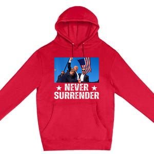 Pray For President Trump Never Surrender God Bless Trump Premium Pullover Hoodie