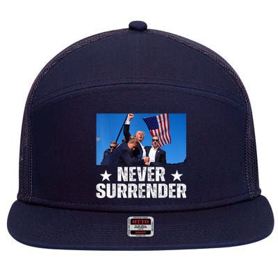 Pray For President Trump Never Surrender God Bless Trump 7 Panel Mesh Trucker Snapback Hat