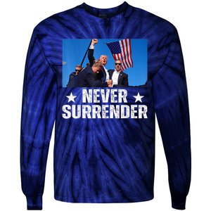 Pray For President Trump Never Surrender God Bless Trump Tie-Dye Long Sleeve Shirt