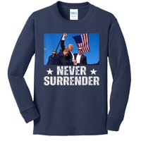 Pray For President Trump Never Surrender God Bless Trump Kids Long Sleeve Shirt