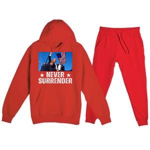 Pray For President Trump Never Surrender God Bless Trump Premium Hooded Sweatsuit Set