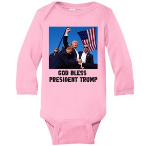 Pray For President Trump Never Surrender God Bless Trump Baby Long Sleeve Bodysuit