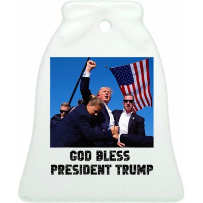 Pray For President Trump Never Surrender God Bless Trump Ceramic Bell Ornament