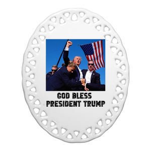 Pray For President Trump Never Surrender God Bless Trump Ceramic Oval Ornament