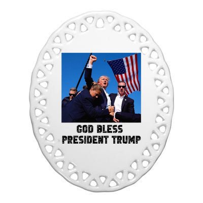 Pray For President Trump Never Surrender God Bless Trump Ceramic Oval Ornament