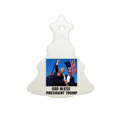 Pray For President Trump Never Surrender God Bless Trump Ceramic Tree Ornament