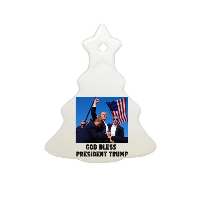 Pray For President Trump Never Surrender God Bless Trump Ceramic Tree Ornament