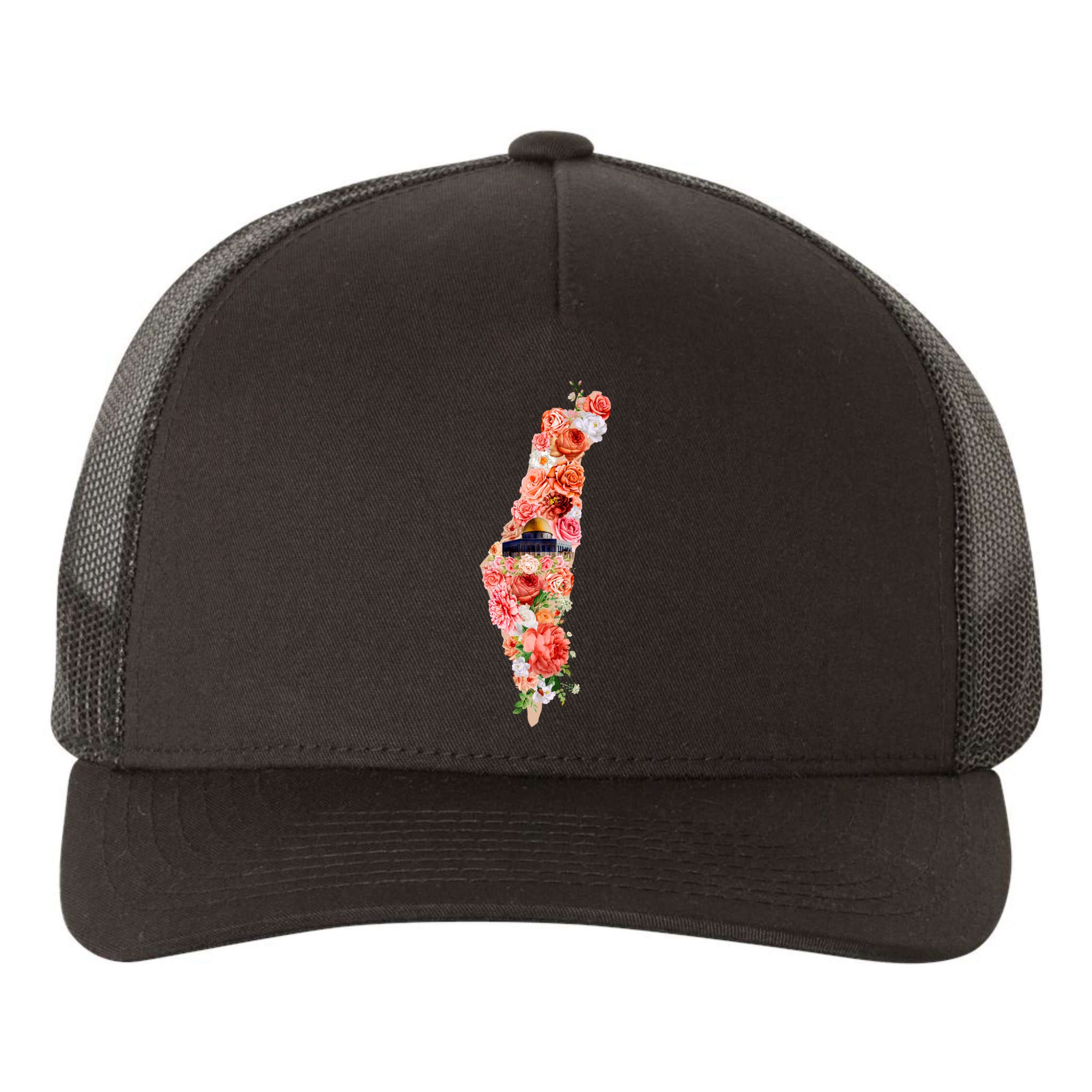 Palestine Free Palestine Gaza Floral Palestine Flag Arabic Gift Yupoong Adult 5-Panel Trucker Hat